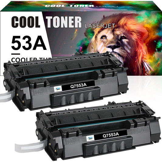 2 Pack Q7553A Laser Toner for HP Laserjet P2015, P2015dn, M2727 Series