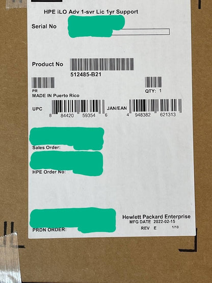HPE iLO Advanced Paper License iLO5 w/ 1 Year Support on Licensed Features