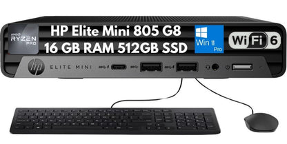 New HP Elite Mini 805 G8 Desktop Ryzen 5 PRO 5650G 16GB 512GB SSD WiFi Win11Pro