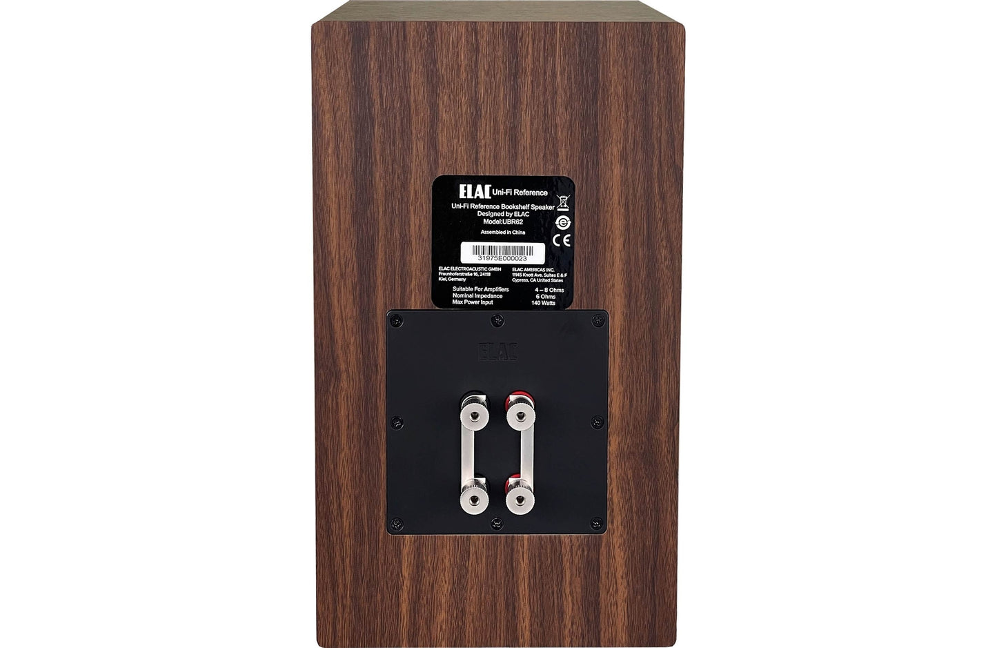 Elac 6-1/2? Uni-Fi Reference Bookshelf Speakers - Black w/Walnut (Pr)- UBR62-BK