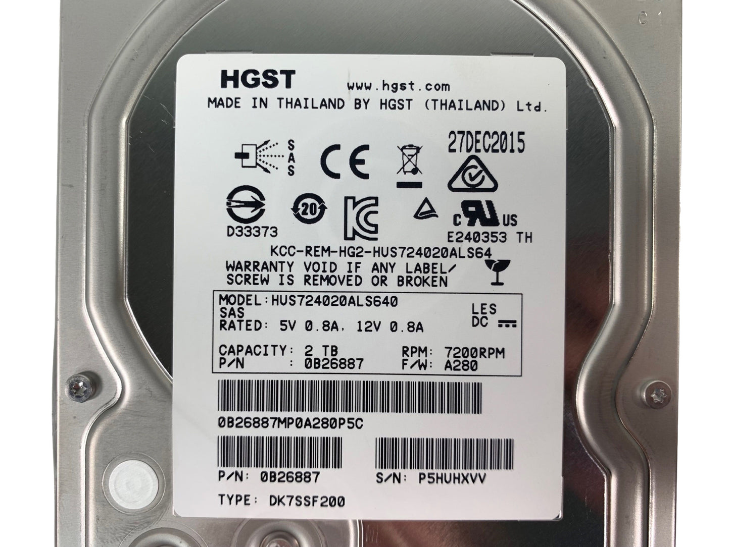Genuine HGST HUS724020ALS640 2TB 7200RPM 6Gbps SAS 3.5" HDD 0B26923 0B26887 (NOT FOR HOME PC)