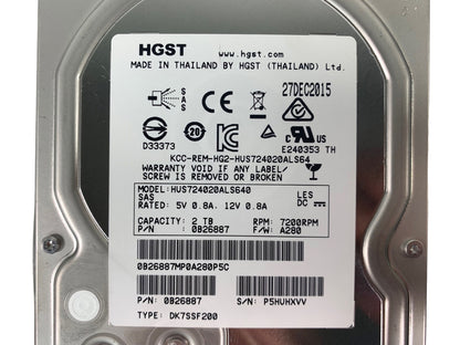 Genuine HGST HUS724020ALS640 2TB 7200RPM 6Gbps SAS 3.5" HDD 0B26923 0B26887 (NOT FOR HOME PC)