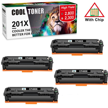 4PK Black Toner For HP CF400X 201X LaserJet Pro MFP M277n M277dw M252dw Printer