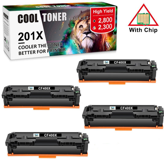 4PK Black Toner For HP CF400X 201X LaserJet Pro MFP M277n M277dw M252dw Printer