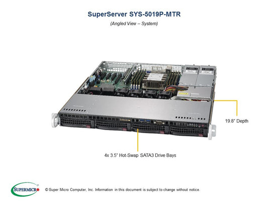 SuperMicro SYS-5019P-MTR 1U Server X11SPi-TF, 813MFTQC-R407CB