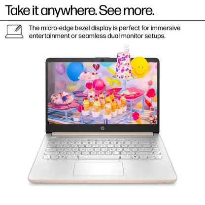 HP Laptop 14" HD Intel N150 8GB 256GB Webcam Office 365 Docking + 128GB microSD