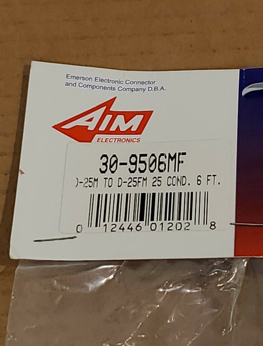 AIM Emerson Cable 30-9506MF Fully Shielded D-25M To D-25FM 25 Cond 6 FT Feet