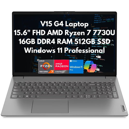 New Lenovo V15 Gen 4 15.6" FHD 8-Core Ryzen 7 7730U 16GB 512GB SSD Webcam W11P