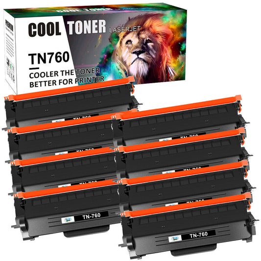 8PK TN760 Toner Cartridge Compatible With Brother TN730 MFC-L2710DW HL-L2395DW
