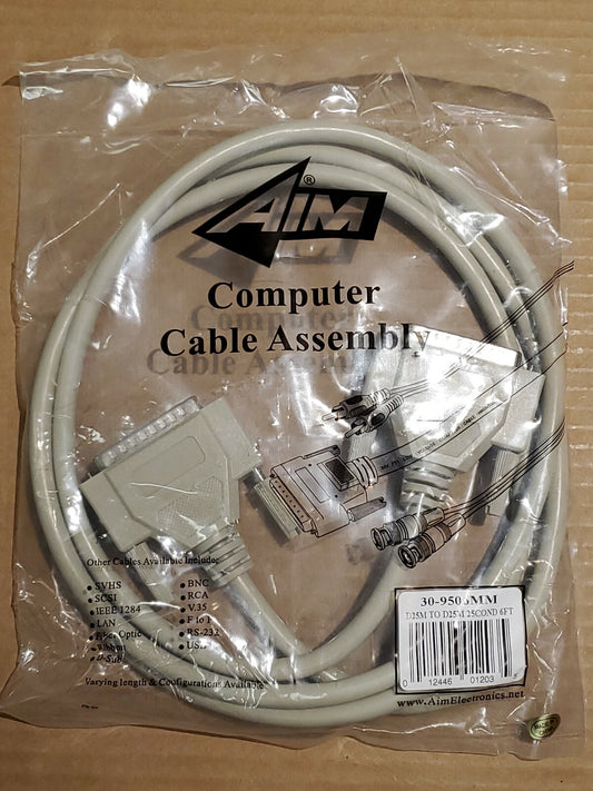 AIM Computer Cable 30-9506MM D-25M To D-25M 25 Cond 6 FT Feet Male To Male