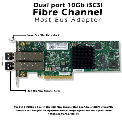 Dell 84FDM 10Gbps PCIe HBA Network Adapter Card Low 2x 10G-SR 260-0012-00 SFP+