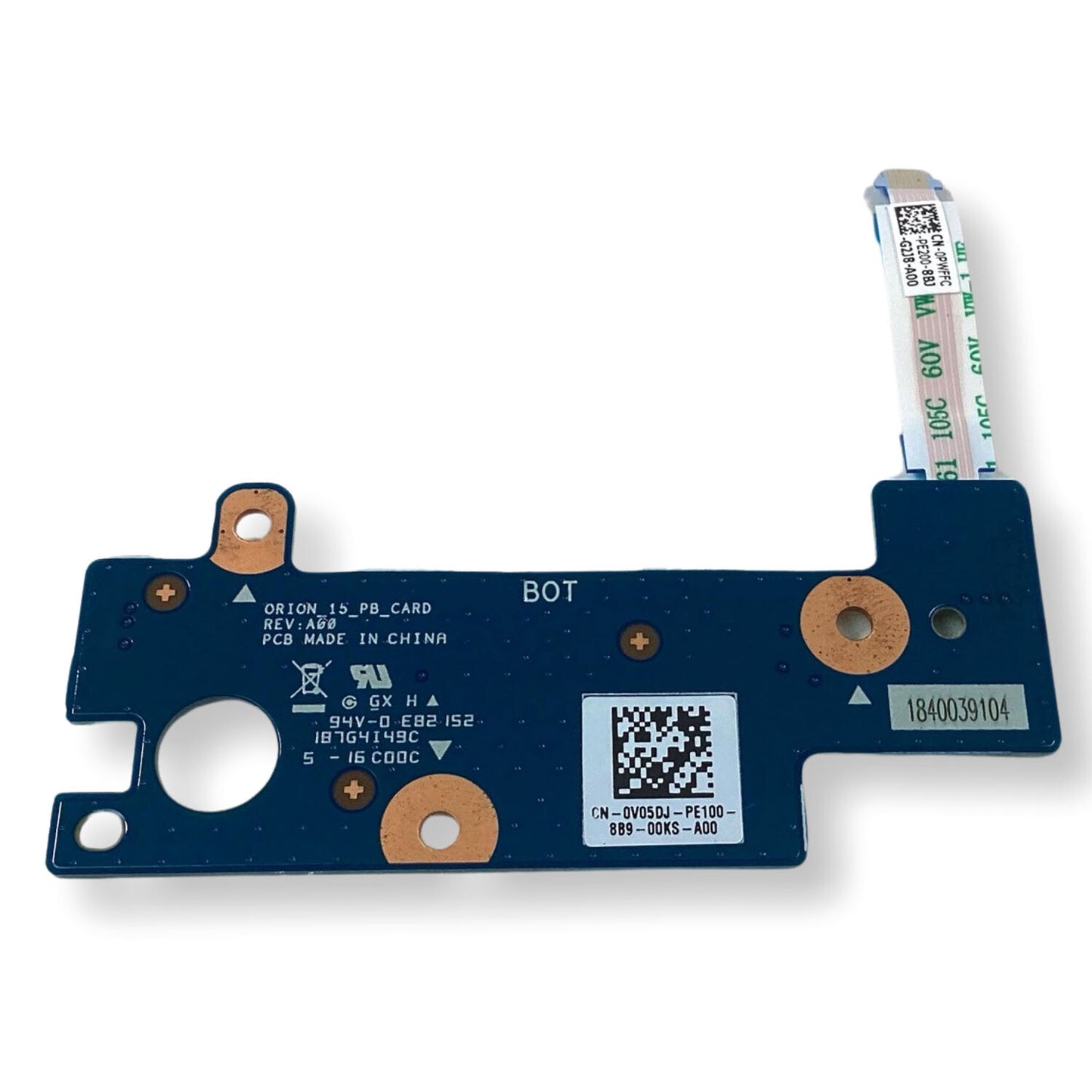 Dell Alienware M15 Laptop Power Button Board W/Cable V05DJ PWF15 HUA 01