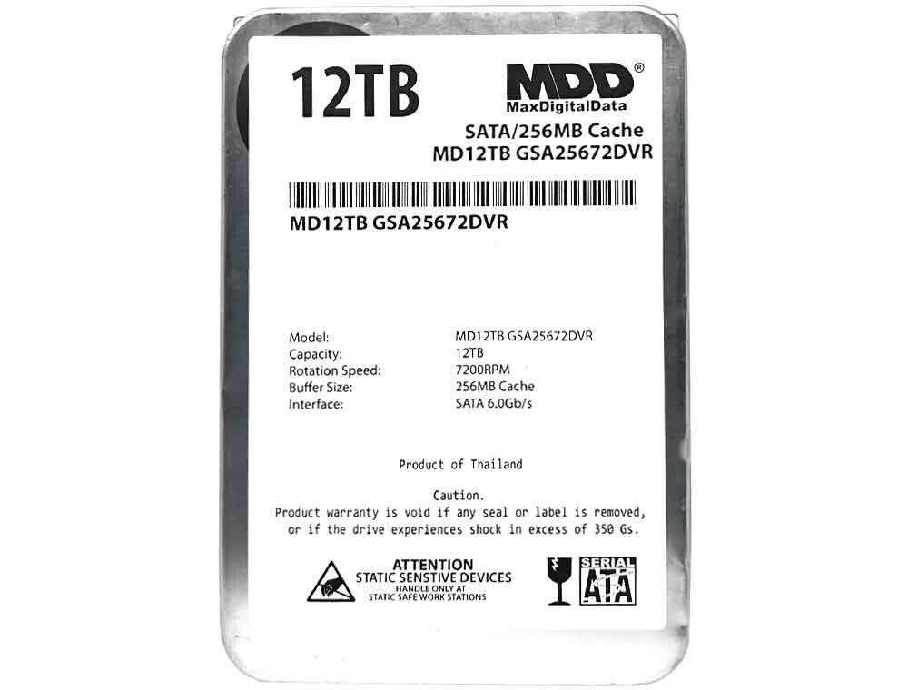MDD 12TB 7200RPM 256MB Cache 3.5inch SATA 6Gb/s Internal Surveillance Hard Drive