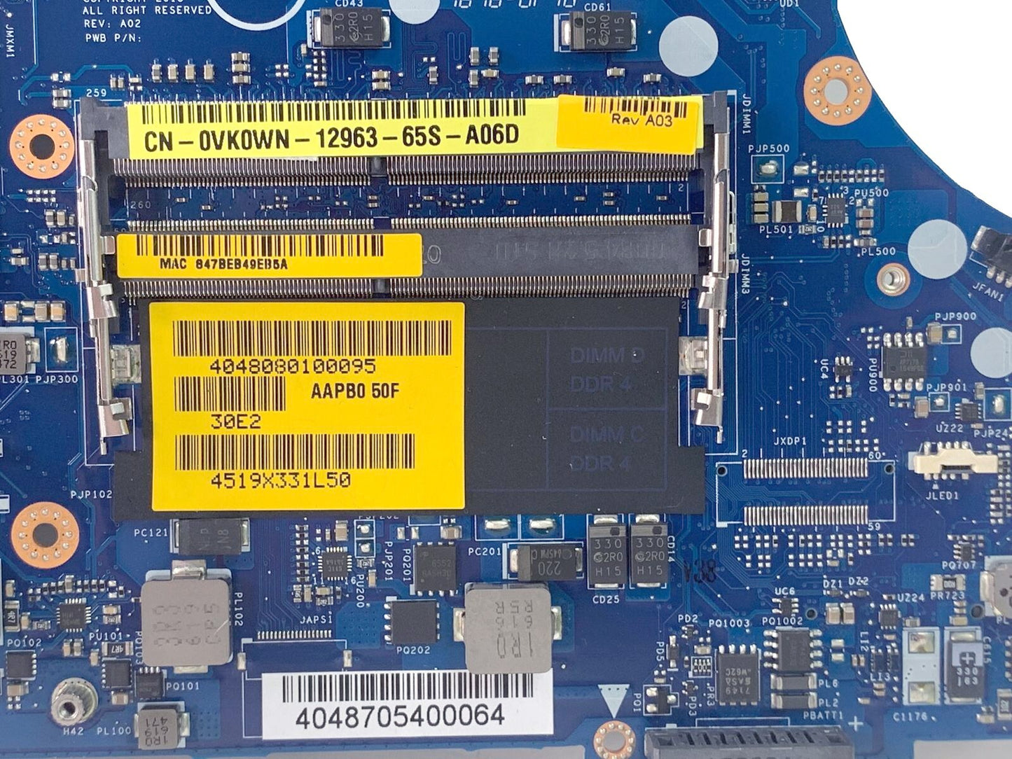 Dell Precision 15 7510 Motherboard E3-1575M V5 CPU LA-C541P CN-0X4M31 VK0WN