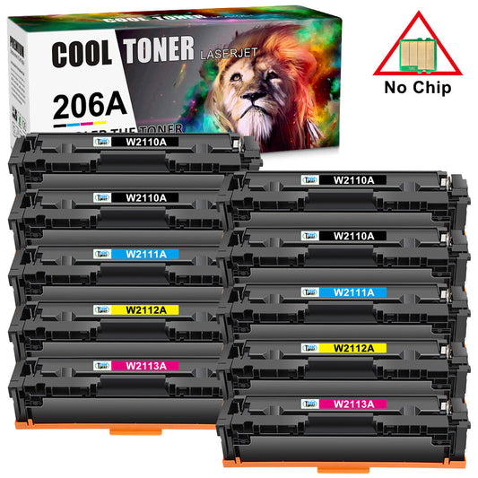 10PK W2110A Toner Compatible With HP 206A LaserJet Pro M283fdw M282 M283 No Chip