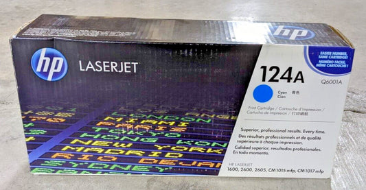 Genuine HP 124A Q6001A Cyan Toner Cartridge 2K Page HP 1600 2600 2605 CM1015 NEW