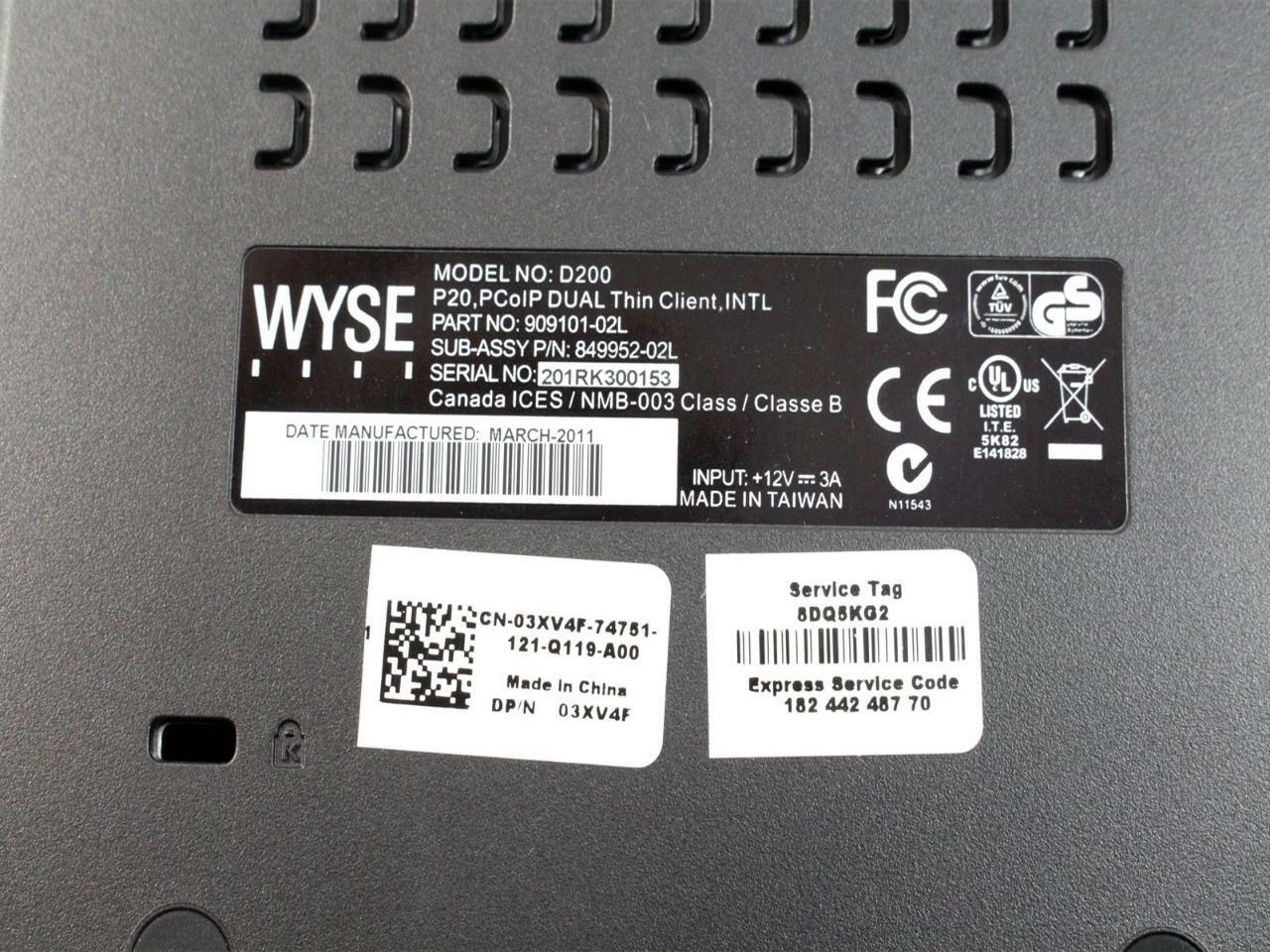Dell Wyse Px0-P20 Zero Client TERADICHI 1GHz 128MB 64MB VMware View RJ45 3XV4F