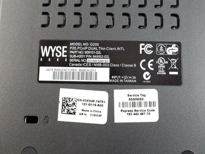 Dell Wyse Px0-P20 Zero Client TERADICHI 1GHz 128MB 64MB VMware View RJ45 3XV4F