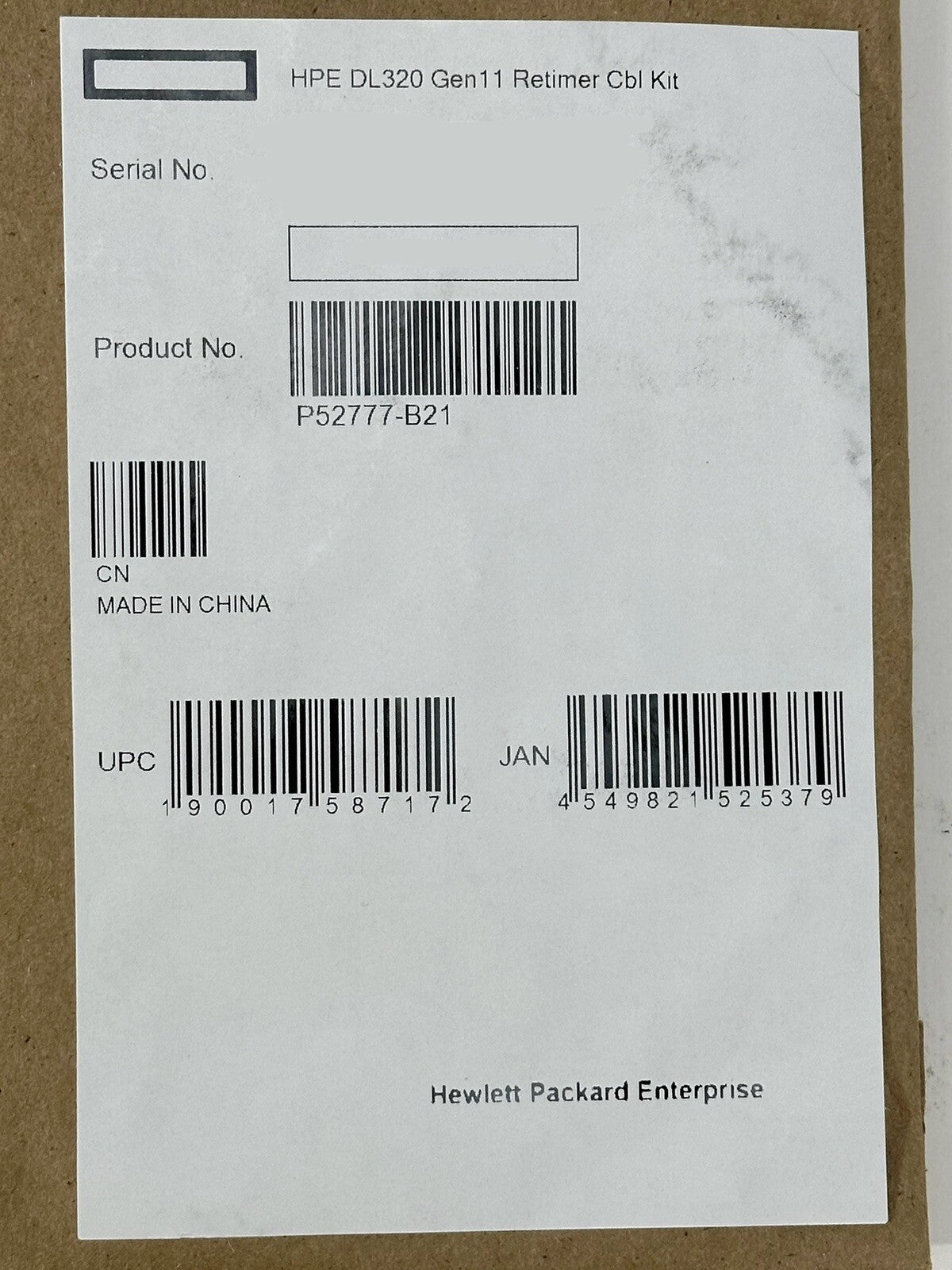 HPE ProLiant DL320 Gen11 NVMe Retimer Expander Card Cable Kit P52777-B21