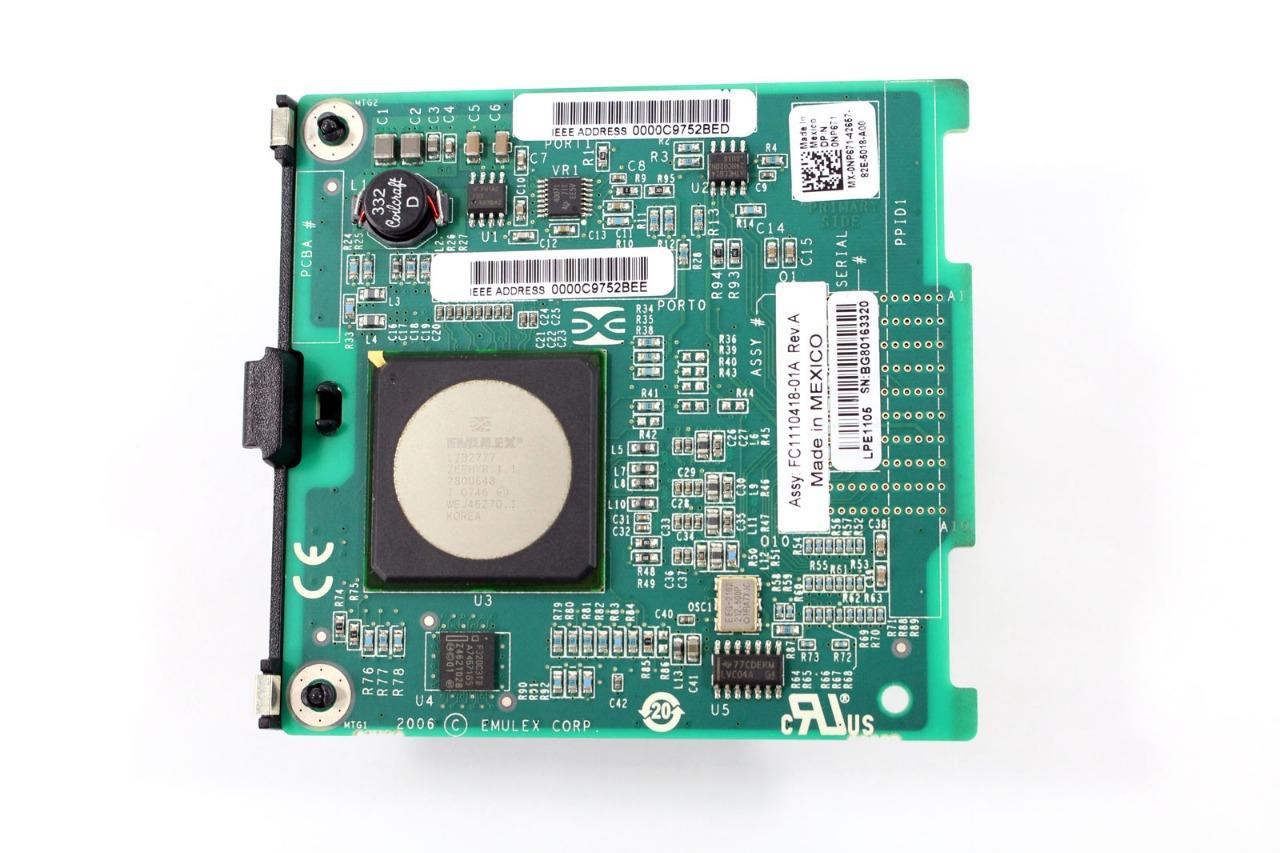 Dell Emulex LPE1105-M4 4GB Fibre Channel Mezzanine HBA Card NP671 0NP671