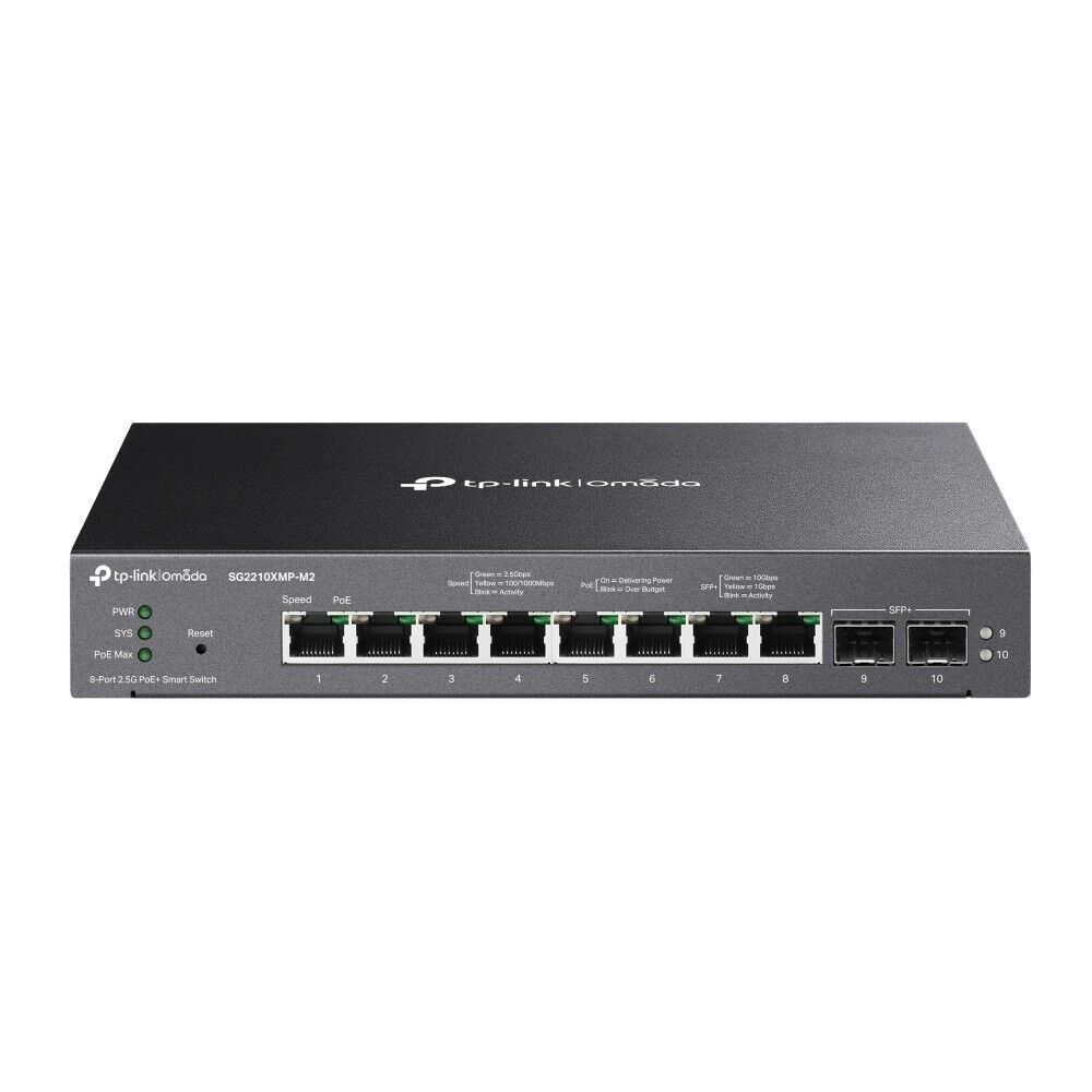 TP-Link SG2210XMP-M2 | Omada 8-Port 2.5Gbps PoE+ Smart Switch | 2* 10GbE SFP+