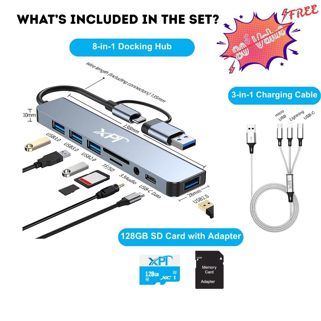 HP Laptop 14" HD Intel N150 16GB 256GB Webcam Office 365 Docking + 128GB microSD