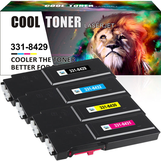 4 PACK Set C3760 Toner Compatible With Dell C3760dn C3760n C3760dnf C3765dnf MFP