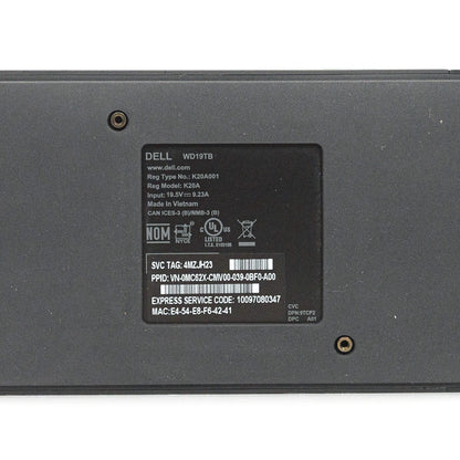 Dell WD19TB / K20A Thunderbolt 3 USB-C Docking Station 9TCP2 K20A001 w/ 180w AC