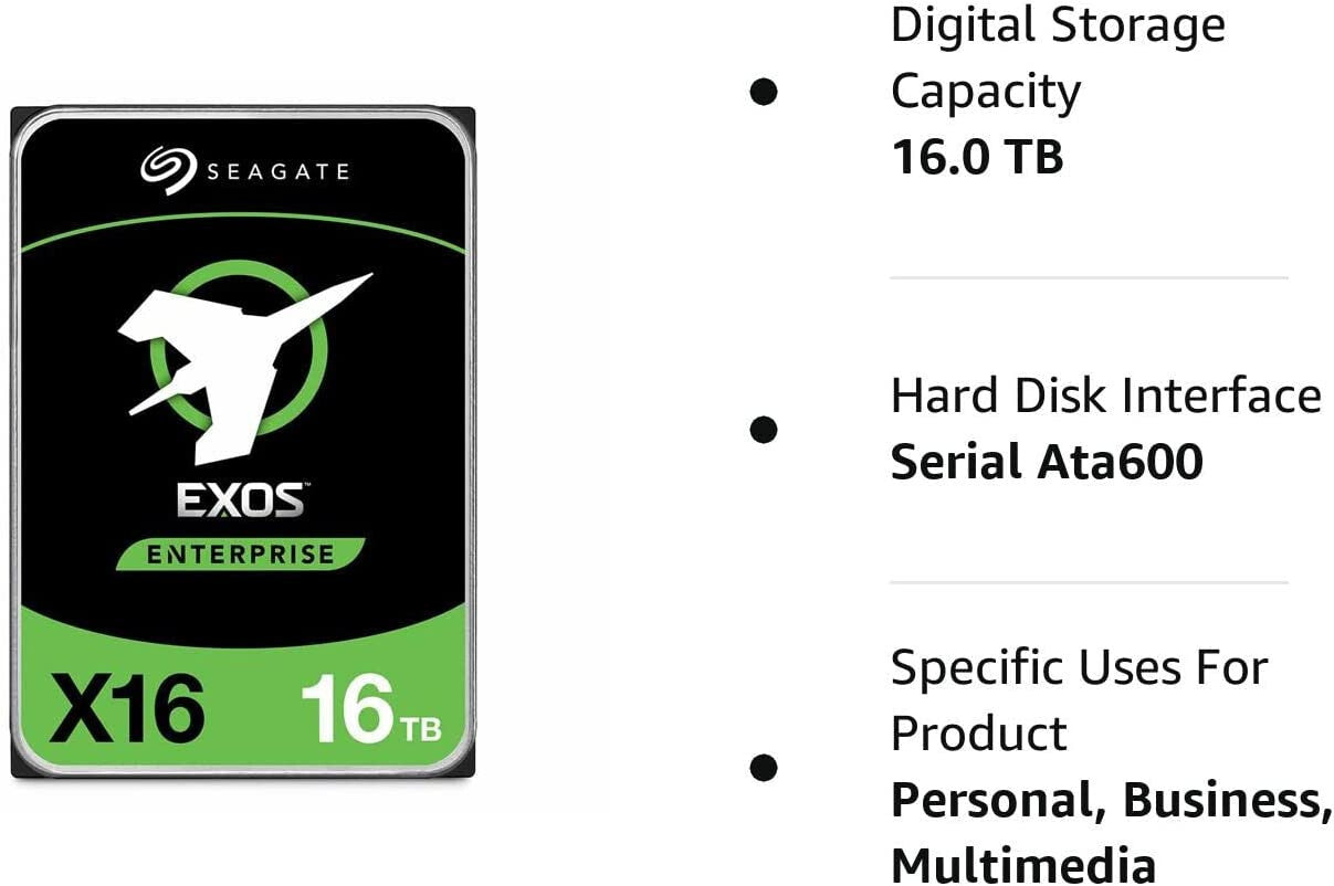 Seagate Exos X16 16TB 256MB 7200rpm 3.5" SATA 6Gb/s Hard Drive - ST16000NM001G