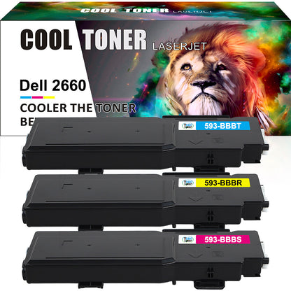 3x Hi-Yield Color C2660 Laser Toner Compatible for Dell C2660dn C2665dnf Printer