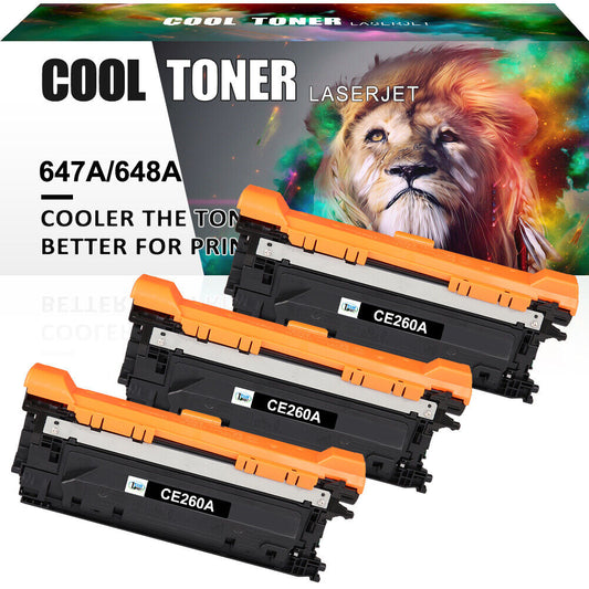 3PK Black CE260A 647A Toner for HP Color LaserJet CP4525DN CP4525XH CP4025N