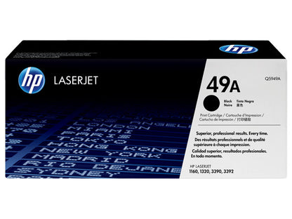 HP 49A Black Original LaserJet Toner Cartridge, ~2,500 pages, Q5949A