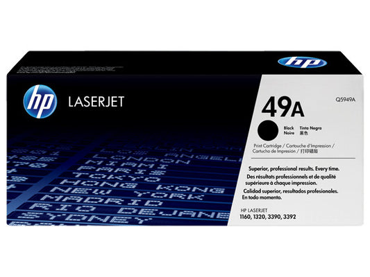 HP 49A Black Original LaserJet Toner Cartridge, ~2,500 pages, Q5949A