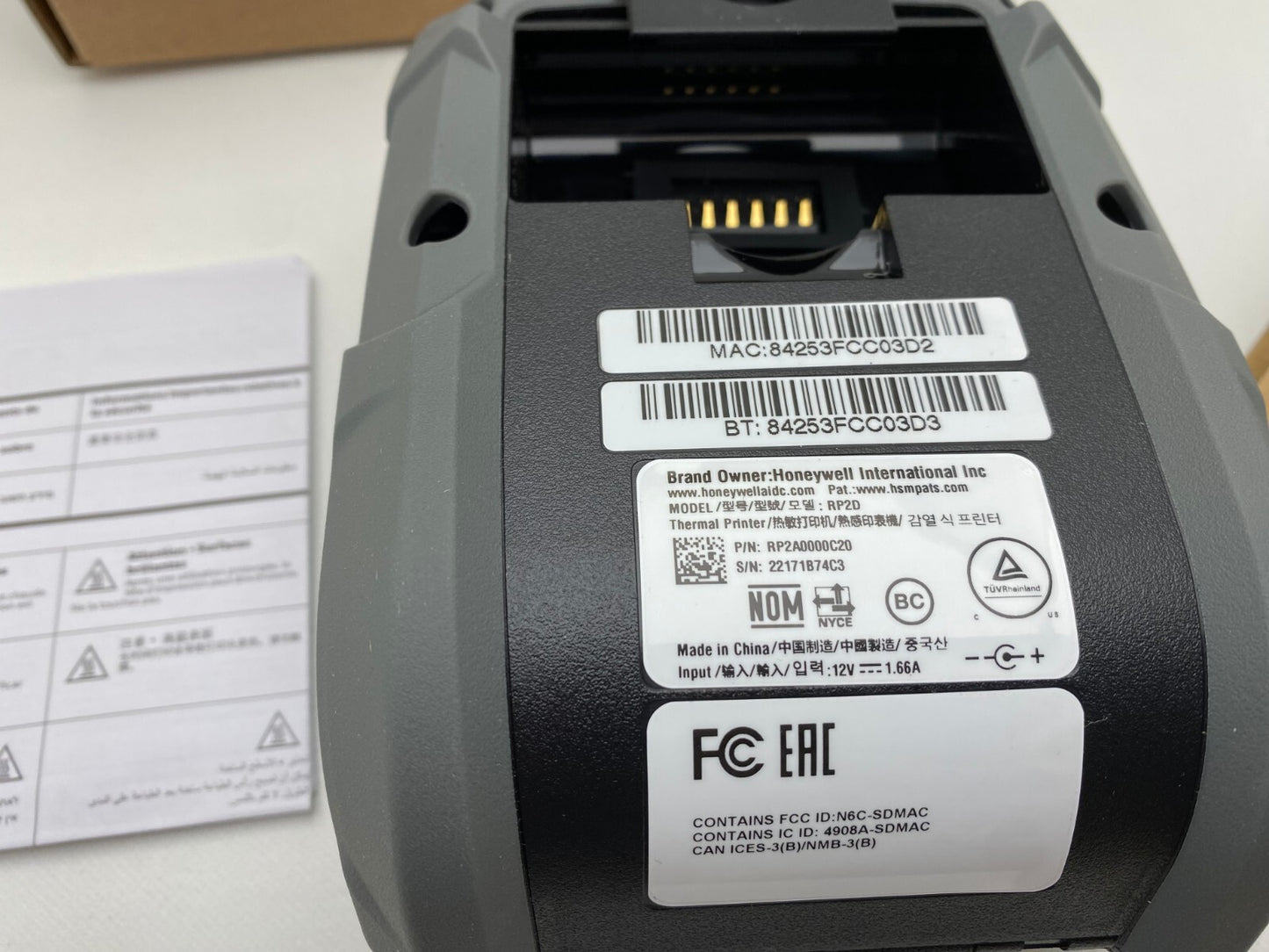Honeywell RP2A0000C20 B/W Direct Thermal Label Printer - Battery included