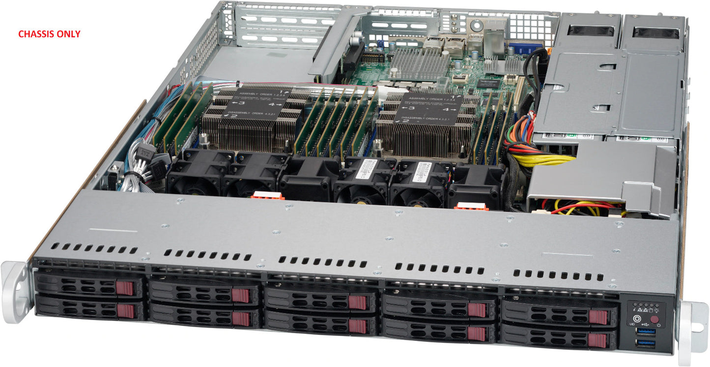 Supermicro CSE-116AC2-R706WB2 1U WIO Chassis w/ Redundant 750W Pws (24 Pin PDB)