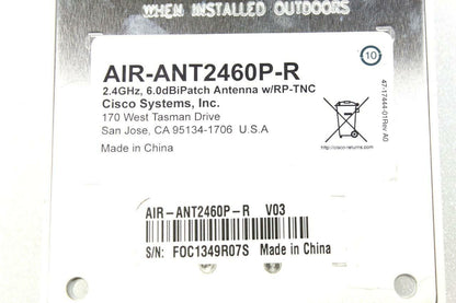 Lot x 10 OEM Cisco AIR-ANT2460P-R 6 DBI Patch Antenna W/Cable 6 DBI Patch PR-TNC
