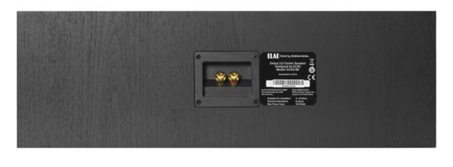Elac DC62-BK Debut 2.0 Dual 6-1/2" Woofer 2-Way Center Channel Speaker, Black