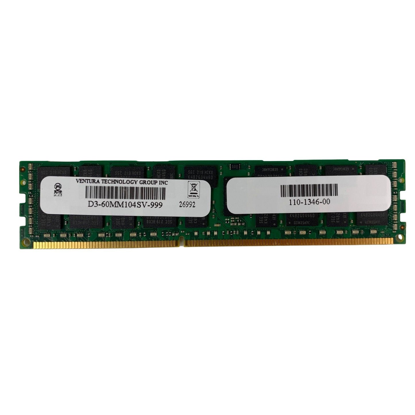 Lot Of 4 Ventura D3-60MM104SV-999 4X8GB PC3-10600 DDR3 1333 2Rx4 Server Memory