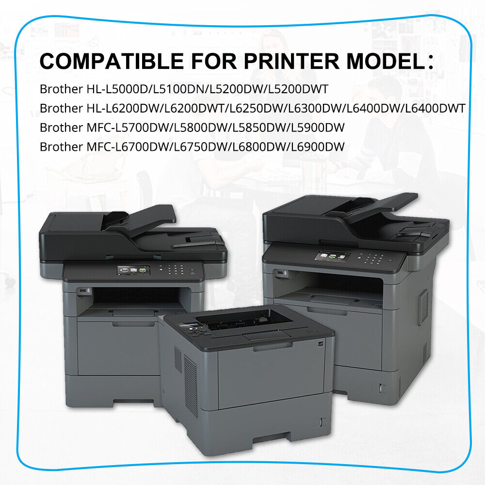 6 Pack DR820 Drum & TN850 Black Toner for Brother TN820 HL-L5000D MFC-L5800DW