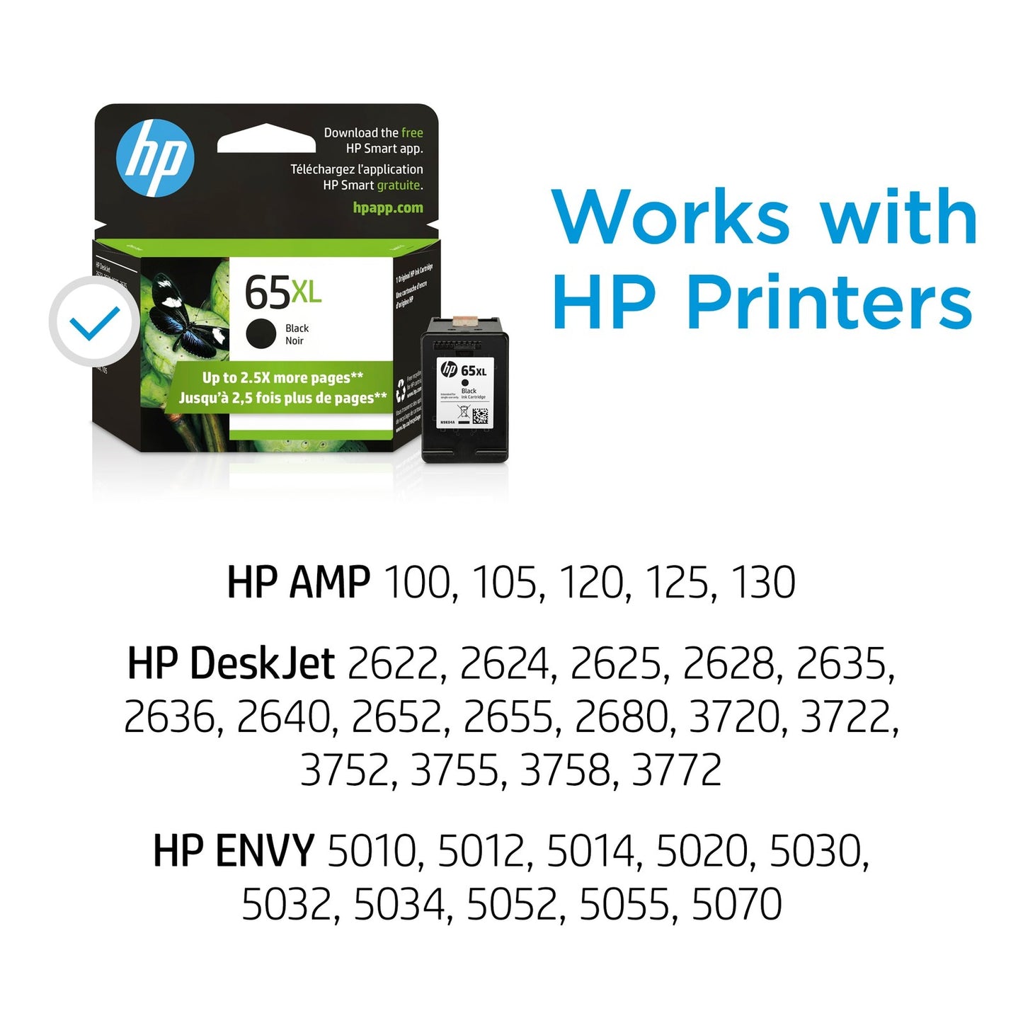 HP 65XL Black Original Ink Cartridge, ~300 pages, N9K04AN#140