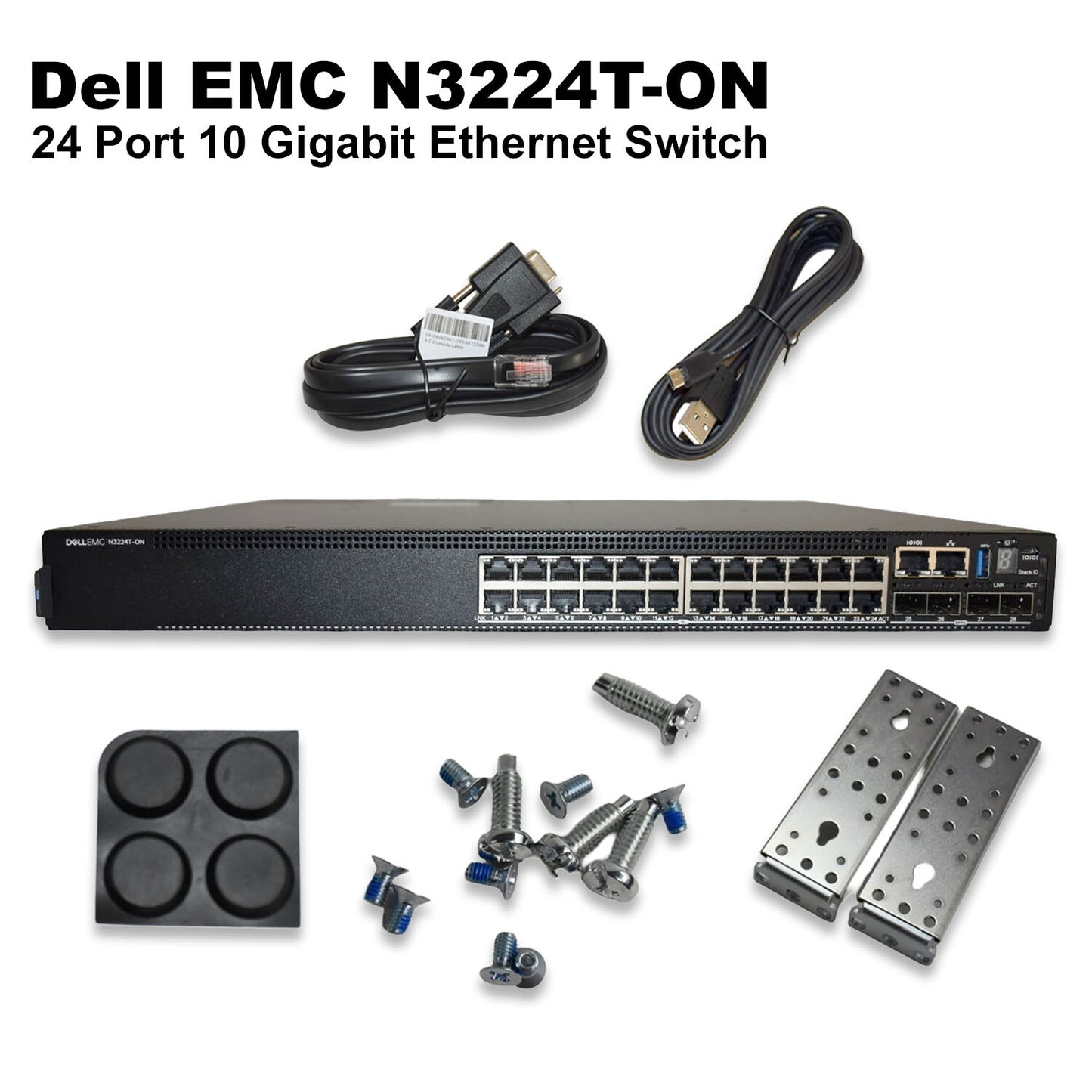 Lot 10 DELL EMC N3224T-ON 24X1G Rj-45 4X10G Sfp+ 2X100G L3 4GB 550W PSU Switch