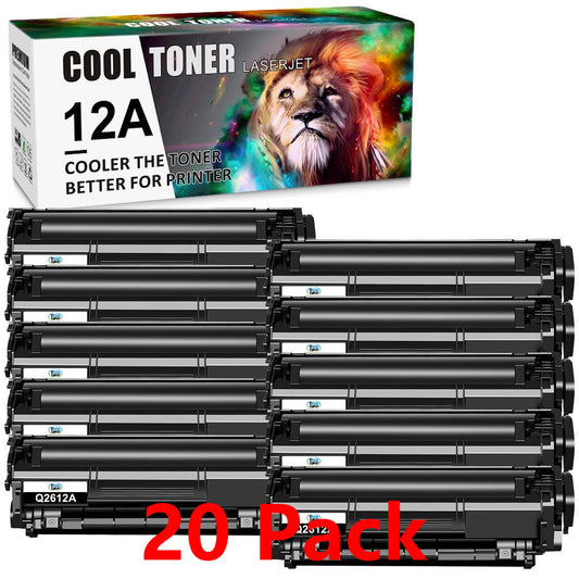20 Pcs Black Toner Replacement For HP 12A Q2612A LaserJet 1018 1020 1010 3020
