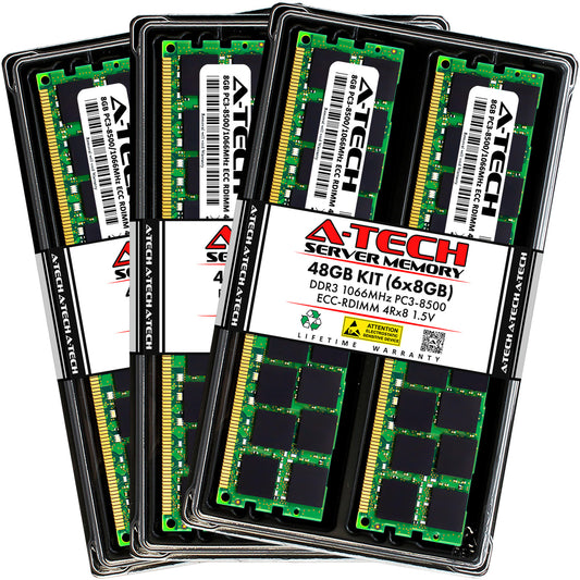 A-Tech 48GB 6x 8GB 4Rx8 PC3-8500R DDR3 1066MHz ECC RDIMM REG Server Memory RAM (NOT FOR HOME PC)