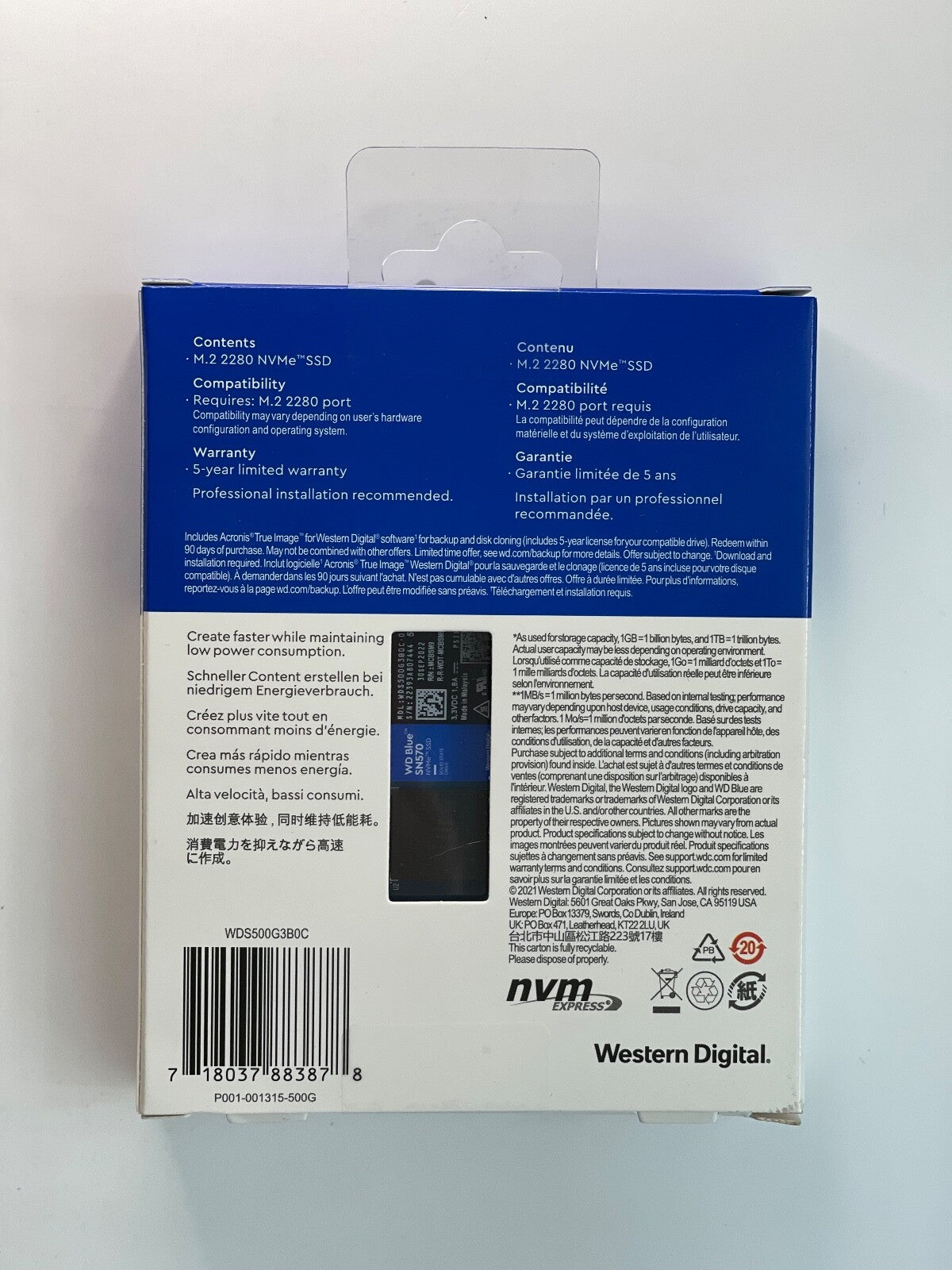 WDS500G3B0C Western Digital SN570 500GB M.2 2280 Internal SSD