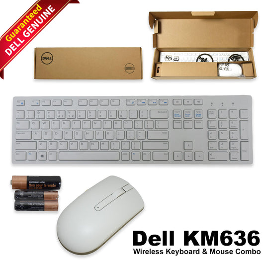 Lot of 10 Dell KM636 Wireless Keyboard & Mouse Set - White Compact QWERTY