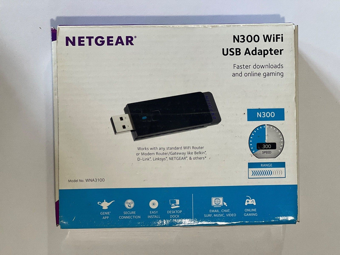NETGEAR N300 Mbps WNA3100 WIRELESS WIFI Receiver USB ADAPTER Antenna Kit +Stand