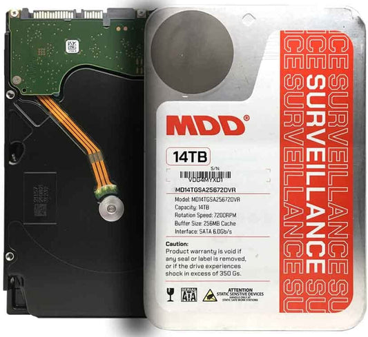 MDD 14TB 7200RPM 256MB Cache SATA 6G 3.5" Surveillance Hard Drive CCTV/ DVR/ NVR