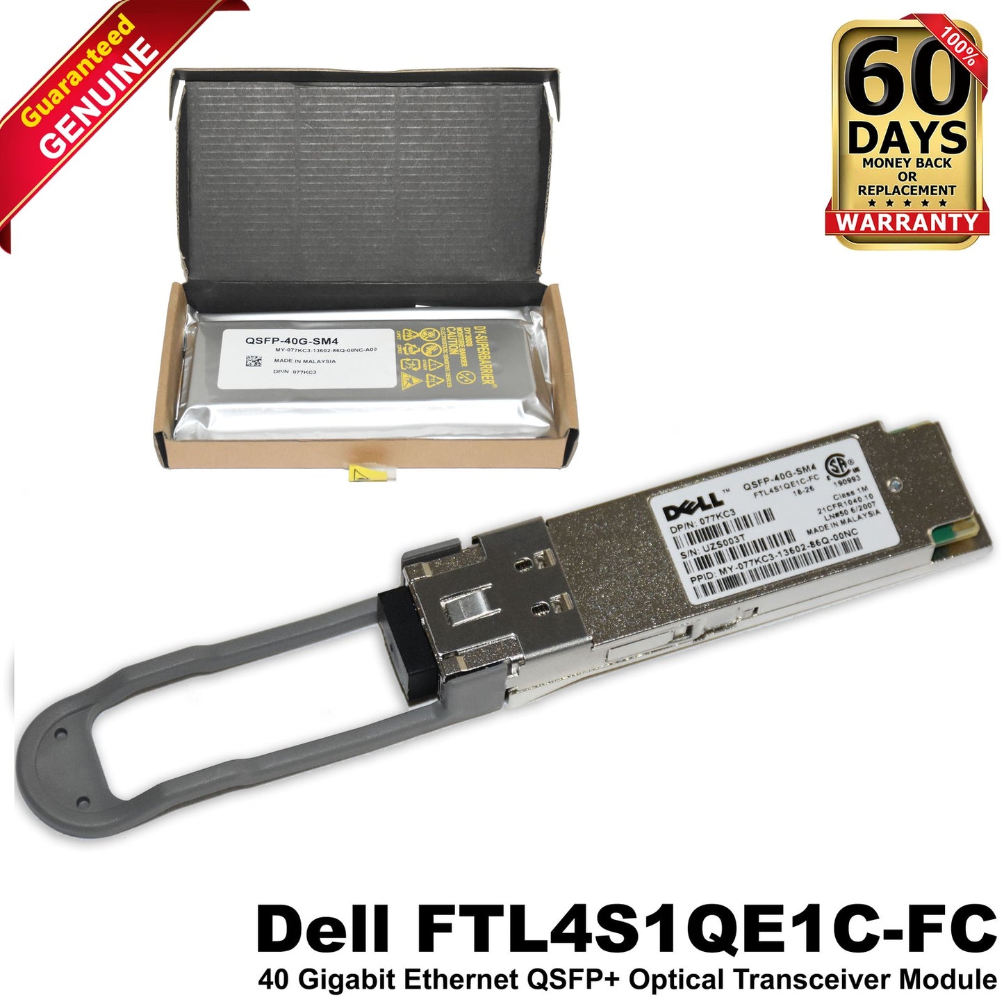 Dell QSFP-40G-SM4 40GbE 850nm QSFP+ Optical Transceiver MMF LC Duplex 77KC3