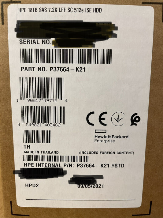 New Sealed HPE 18TB SAS 12G Midline Business Critical MV SC 7.2K LFF 3.5 HDD He (NOT FOR HOME PC)