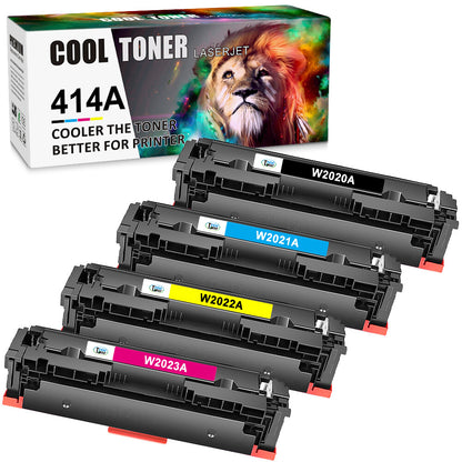 4PK Toner Compatible With HP 414A W2020A LaserJet M454dw M479fdw M454dn No Chip